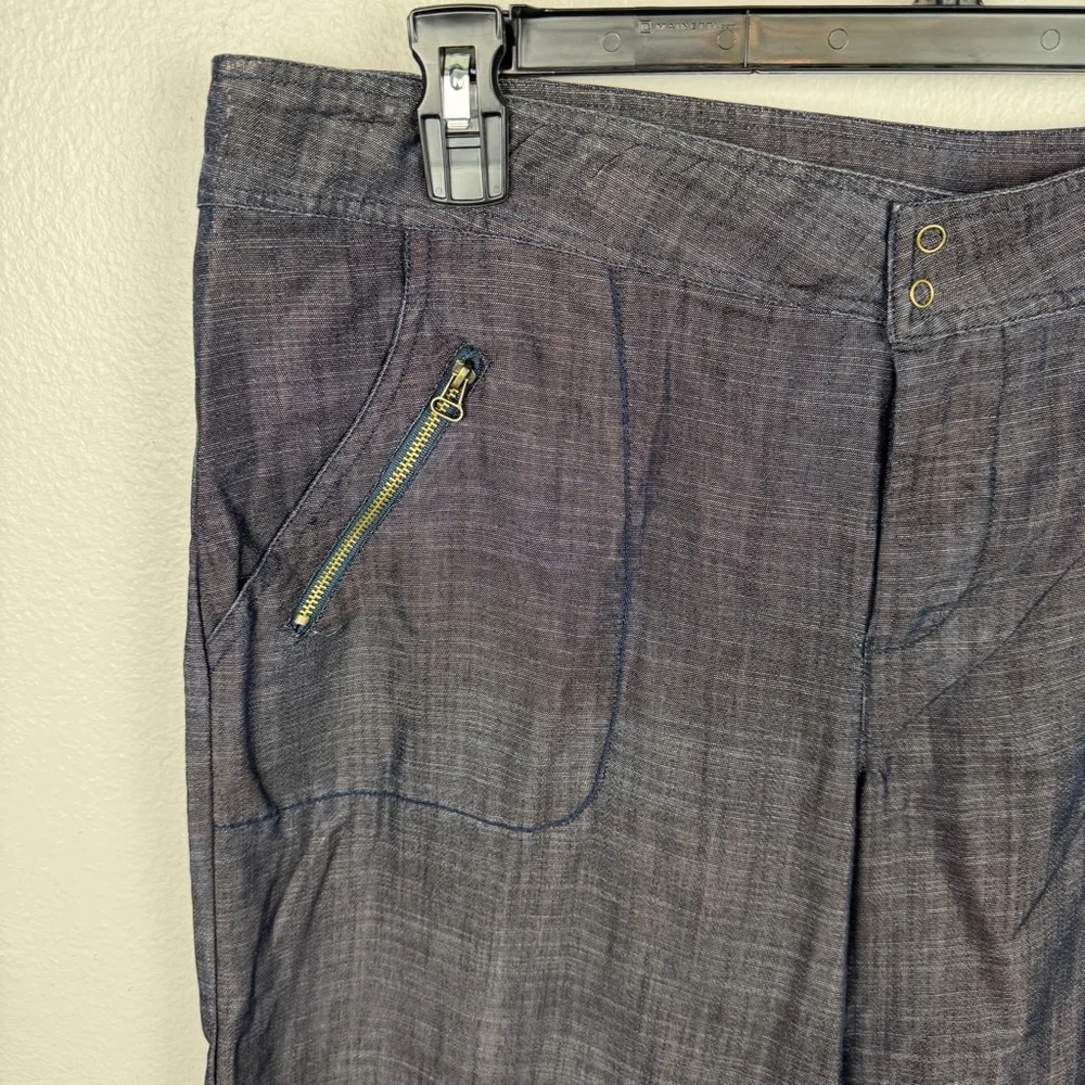 XCVI Wide Leg Pants Women XL Blue Chambray Lagenlook Boho Zip Pockets Casual NEW - Picture 5 of 11